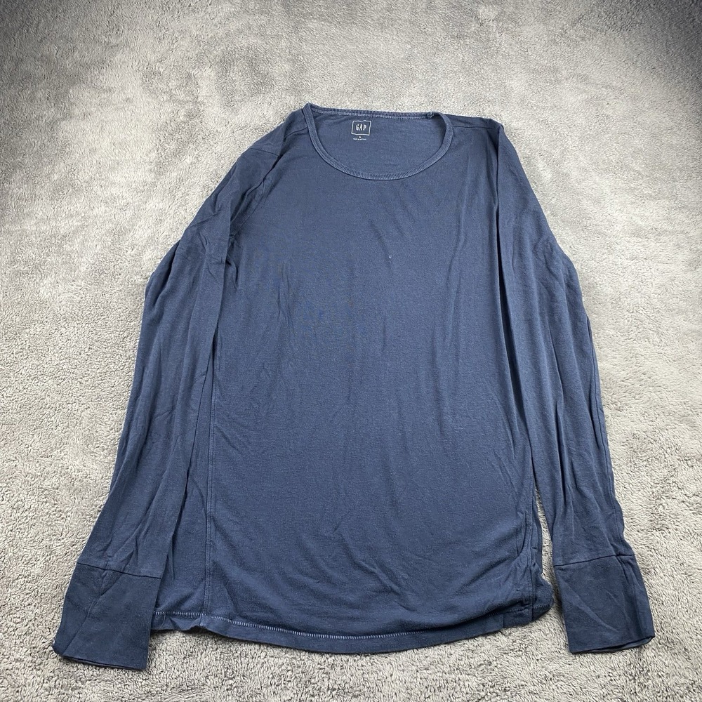 Gap Long Sleeve Crew Neck T-shirt Womens Size Medium Navy Blue